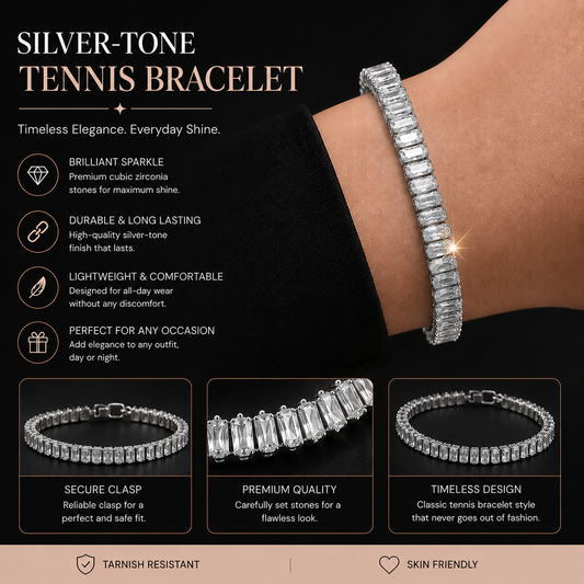 Silver-tone tennis bracelet