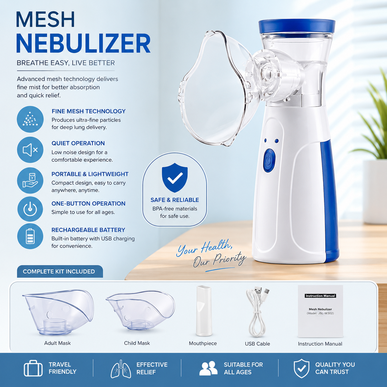 Portable Nebulizer & Humidifier for Baby & Adults