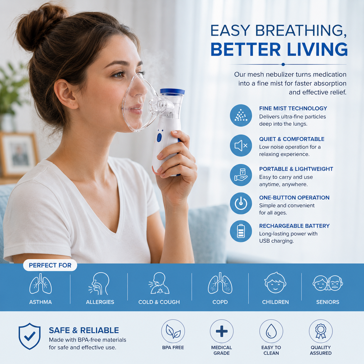 Portable Nebulizer & Humidifier for Baby & Adults