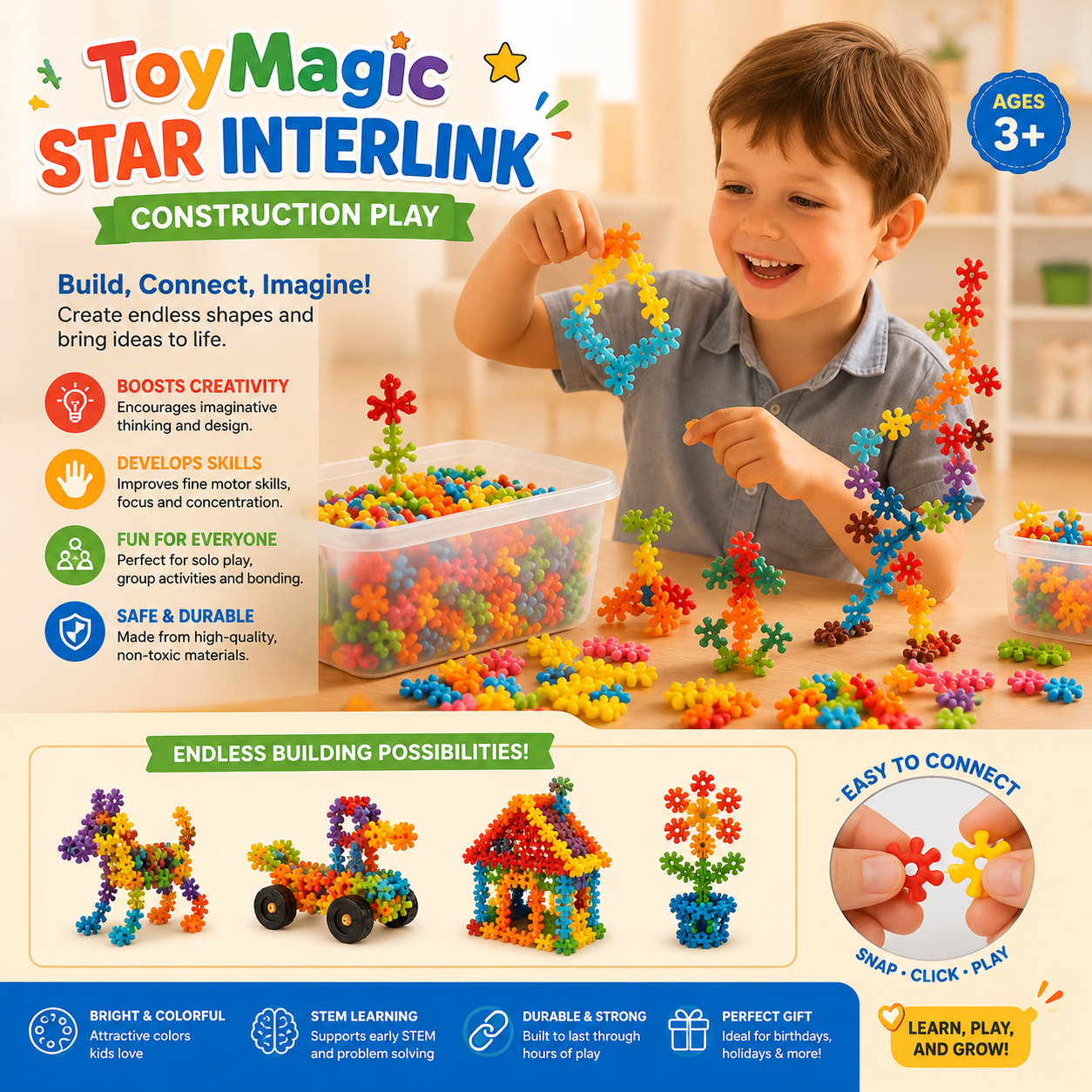 ToyMagic Star Interlink Construction Play