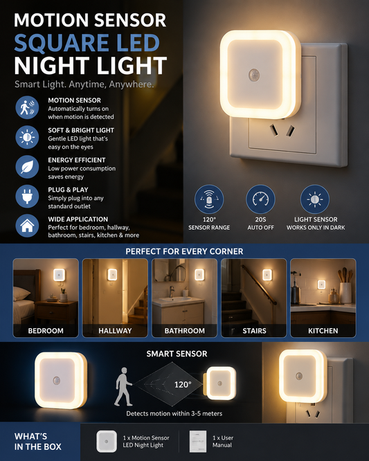 Motion Sensor Square Led Ceiling Light Flush Mount Garage Wall Lamp Warm White Light (Pack Of 2)