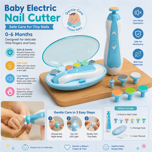 Baby Electric Nail Cutter New Born 0-6 Months with LED Light | Infant Nail File